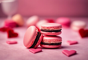 Dolcezza Romantica- Macaroon per un Biglietto di San Valentino - obrazy, fototapety, plakaty