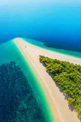 Foto op Plexiglas Gouden Hoorn strand, Brac, Kroatië Aerial view of the Golden Horn Beach in Croatia. Also known as Zlatni Rat Beach it was named as one of the best beaches in the world coming in at 12th on the list.