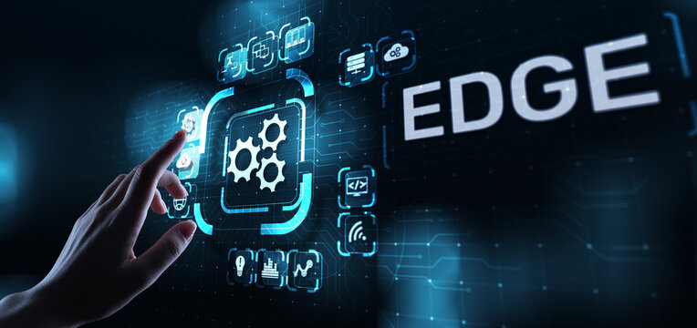 Edge computing modern IT technology on virtual screen concept.