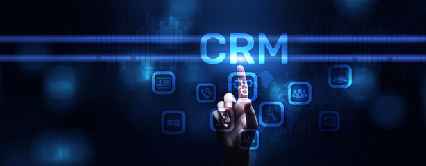 CRM Customer relationship management software system business technology concept.