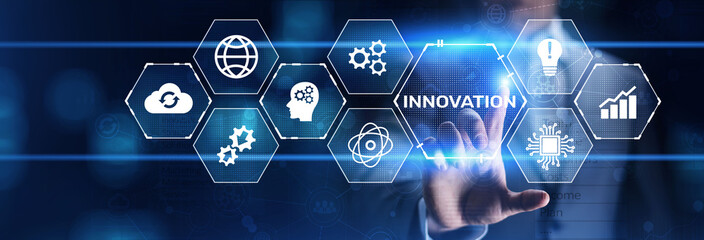 Innovation modern technology business development concept on virtual screen.
