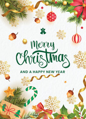 greeting card merry chrismas and a happy new year 2024 white color