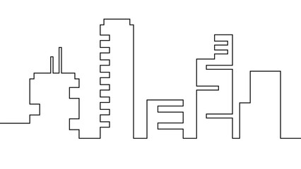 Single continuous one line drawn of city silhouette