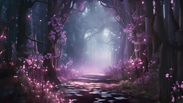 Fantasy portal. Forest background with copy space. AI generated.