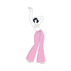 Woman Character Dance Happily at Party Vector Illustration