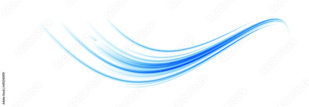 Aufkleber Wavy transparent curved lines in the form of the movement of sound waves in a set of different shapes of whirlpool. Light, light garland PNG. 