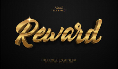 Reward Editable Text Effect Gold Style Luxury Metallic Chrome Style - obrazy, fototapety, plakaty