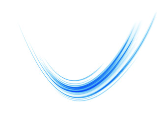 Obraz premium Wavy transparent curved lines in the form of a blue wave, dynamically flowing sea water in a large set of different contour shapes. 