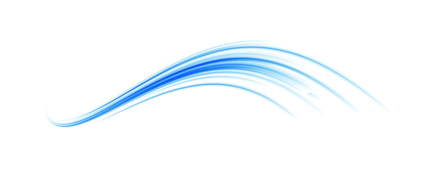 Blue stripes in the form of drill, turns and swirl. Undulate wave swirl swoosh, dynamic twisted lines. Transparent blue sparkling light line element.