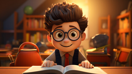 Global Learning Celebration, Delightful 3D Cartoon for International Day of Education. Generative AI