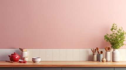 Fototapeta na wymiar Serene kitchen interior with soft tones