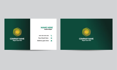 Eye catching color business card design for company, corporate, business, design farm, businessman, business as well as introduction way with green rectangular background . 