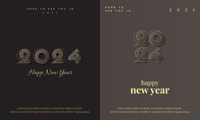 Happy New Year 2024 card collection with luxury. Premium Background for Banners, Posters or Calendar.