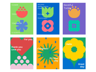 different flower shapes various floral pattern postcard poster card paper page simple flower shapes congratulations thank you great