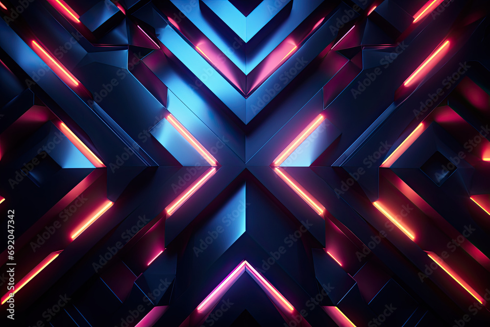 Wall mural futuristic gaming abstract background with glowing lines for wallpaper - Wall murals