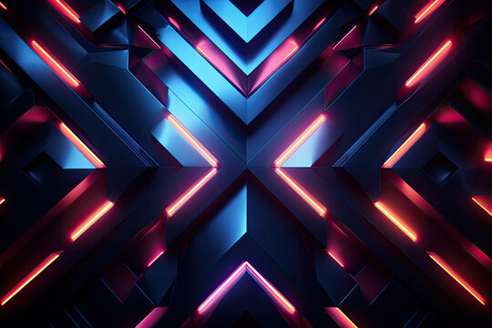 Fototapeta Futuristic gaming abstract background with glowing lines for wallpaper