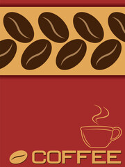 Coffee cup with beans design for banner poster label vector illustration