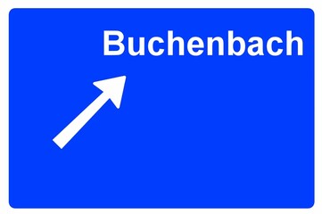 Illustration eines Autobahn-Ausfahrtschildes mit der Beschriftung 