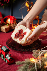 Baozi or Chinese Steamed Buns with christmas decoration