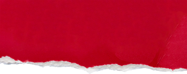 Red ripped paper torn edges strips isolated on white background
