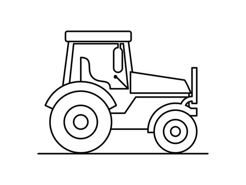 Farming tractor drawing vector illustration 