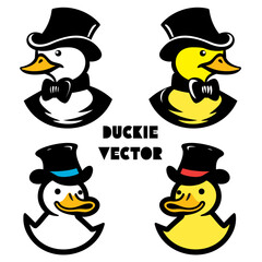  Elegant Duck Vector Collection: Rubber Duckie in Top Hat