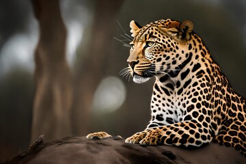 leopard in zoo - obrazy, fototapety, plakaty