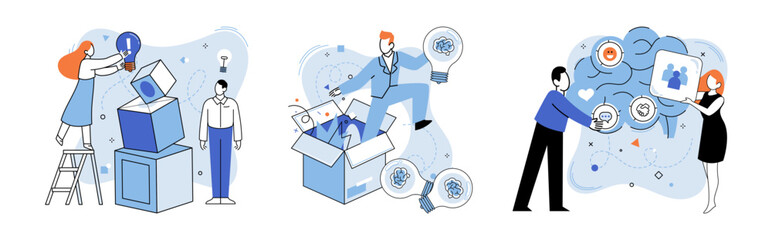 Obraz premium Innovative mindset vector illustration. Cognitive leaps occur in playground innovative mindset, sparking progress Aspiration is north star guiding those with innovative mindset to success