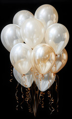 gold white balloons