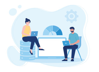 analysis of database storage concept flat illustratiuon