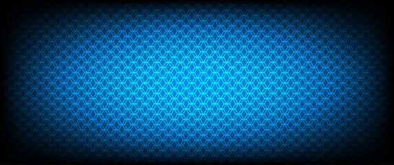 Dark gray and blue technology hexagonal vector background. Abstract blue bright energy flashes under a hexagon in a dark hi-tech futuristic modern vector background gaming honeycomb texture grid.