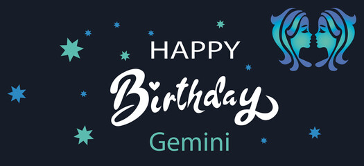 Happy Birthday. Typography vector design of happy birthday by zodiac sign.for greeting cards and posters