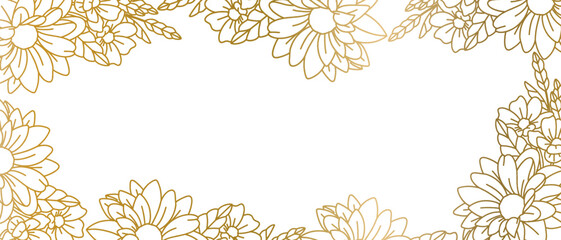Spring flower line art style vector with transparent background