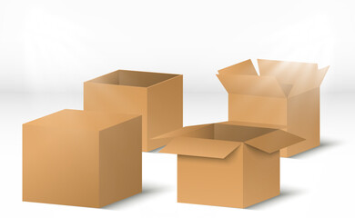 3D cardboard boxes for delivery Isometric paper containers
