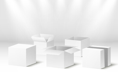 3D cardboard boxes for delivery Isometric paper containers
