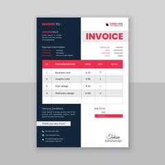 Fototapeta na wymiar Modern and simple invoice design template.