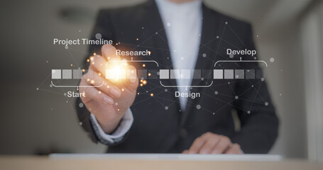 person use document  planning the business plans and analyse  profitability of working companies with digital augmented reality graphics for project manager working on laptop and update business plan