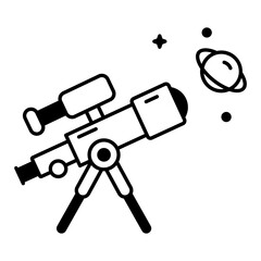Handy linear icon depicting telescope 