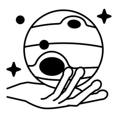 Trendy outline icon depicting planet system 