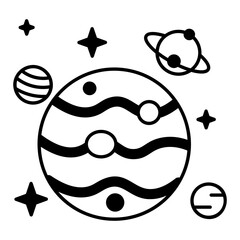 Trendy outline icon depicting planet system 