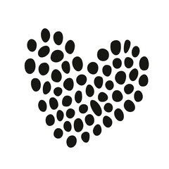 Heart made of polka dots hand drawn with line. Png clipart isolated on transparent background