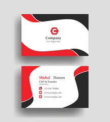 Naklejka na ściany i meble vector corporate Double-sided creative Professional modern simple unique blue minimalist gold elegant business card in red theme