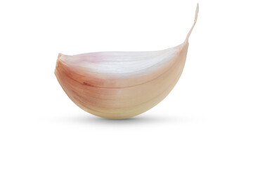 One clove of garlic isolated on a transparent background.