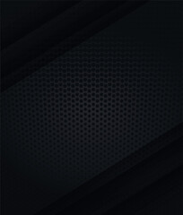 black banner background with metal texture, black halftone particles, dots texture on modern metal banner - obrazy, fototapety, plakaty