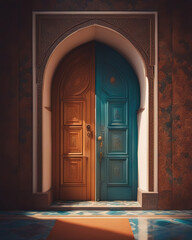 Islamic wooden doors - entrance to the mosque