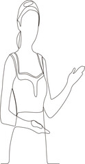continuous line illustration of a stylish woman wearing a swimsuit