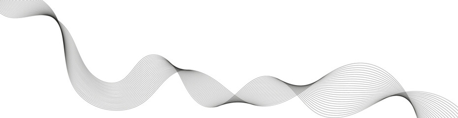 Abstract background with waves for banner. Web banner size. Vector background with lines. Element for design isolated on white. Black 