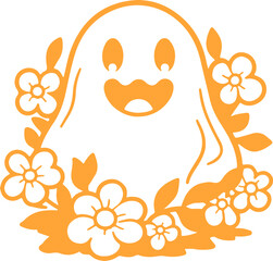 Cute ghost with flowers