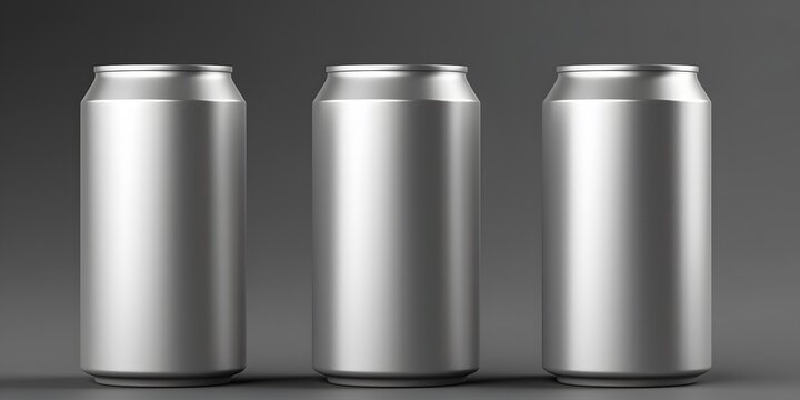 Aluminium Can Mockup - Three Floating Cans. 3D Illustration