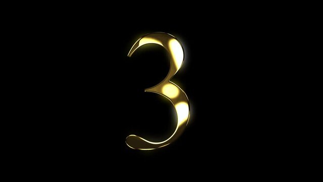 3 gold number animated gold number looping number text 3d 4k